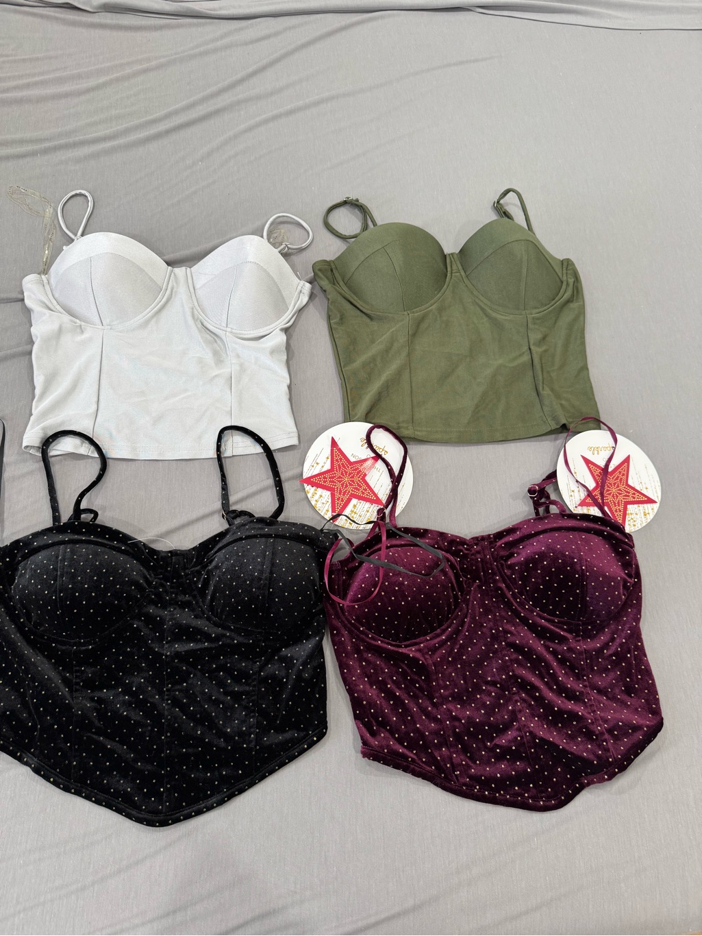 Crop Tops - White, Olive, Black, Burgundy Velvet And Shiny
